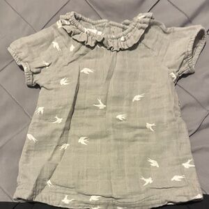 Gray Kids Shirt with Bird Pattern